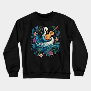 Swan Playing Violin Crewneck Sweatshirt